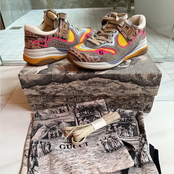 Gucci Shoes | NWT Gucci Women's Ultrapace Lizard Leather Sneakers - Box Included - Picture 7 of 11